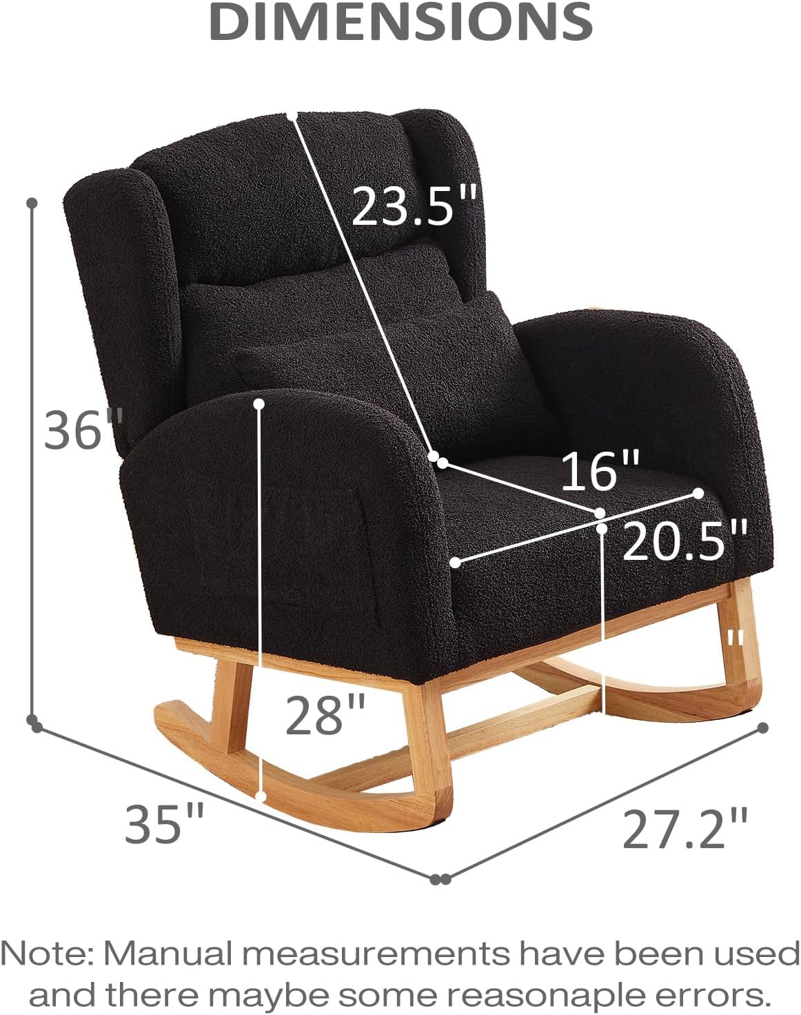 MYFUNSHOP Nursery Rocking Chair Glider – Classic Rocker with Comfortable Cushioning & Smooth Motion for Bedroom