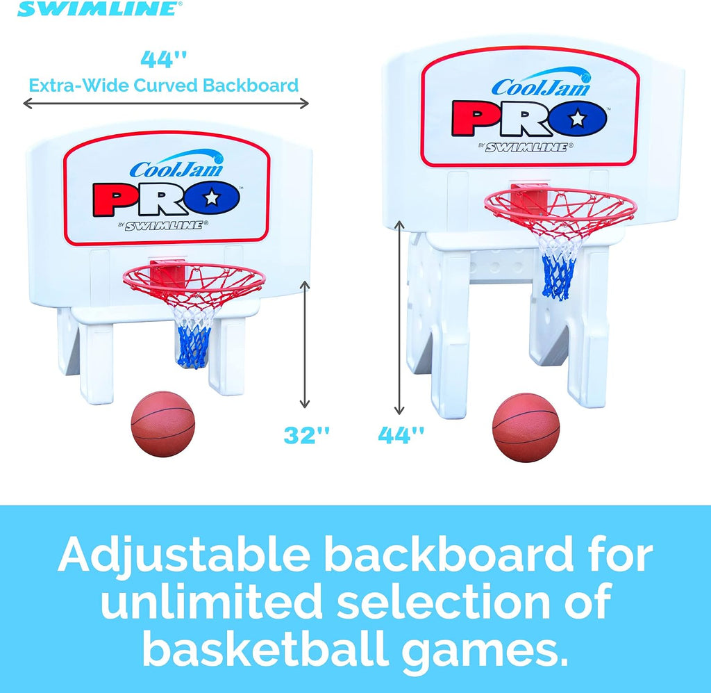Swimline Cool Jam Pro In-Ground Poolside Basketball Game with Hoop, Regulation Size Ball, and Adjustable Backboard Height for Kids and Adults