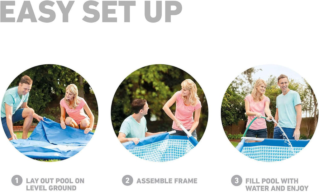 INTEX Rectangular Frame 14 ft 9 in x 7 ft 3 in x 33 in Above Ground Pool, Swimming Pool with Steel Frame, Pump Not Included