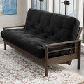 Loosh Home | 6' Queen Size Futon Sofa Bed Memory Foam Mattress - USA Made, Black, No Frame