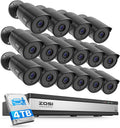ZOSI 16CH 3K Lite Security Camera System with Audio, AI Human/Vehicle Detection, Night Vision, 16 x 1080P Metal Weatherproof Wired Cameras, 16 Channel Surveillance DVR with 4TB HDD for 24/7 Recording