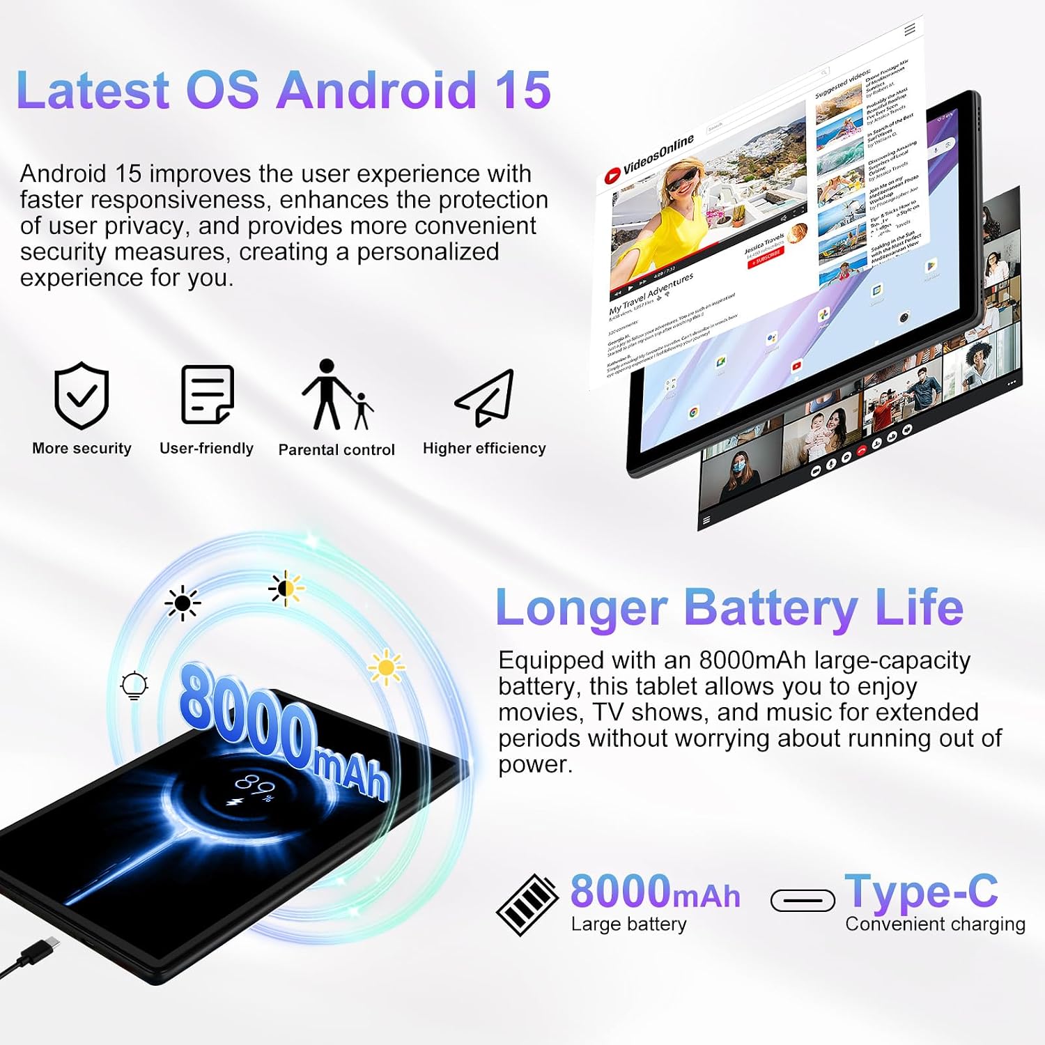 2026 Tablet 10 inch Android 15 Tablets 30GB RAM 128GB ROM 1TB Expand, 8000mAh Octa-Core Tablet with Drop-proof Case, Gemini AI, HD IPS Display, GPS, 5G WIFI, Split-screen, Widevine L1 -Metal Green