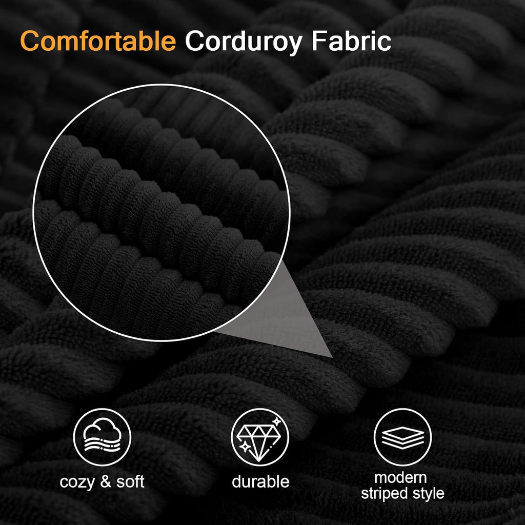 MeMoreCool 59' Loveseat Boneless Couch — Convertible Futon Sofa Bed, Corduroy Foldable 2-in-1 Floor Sleeper for Small Living Room, Apartment, Guest Room, High-Density Foam Support & Washable Cover