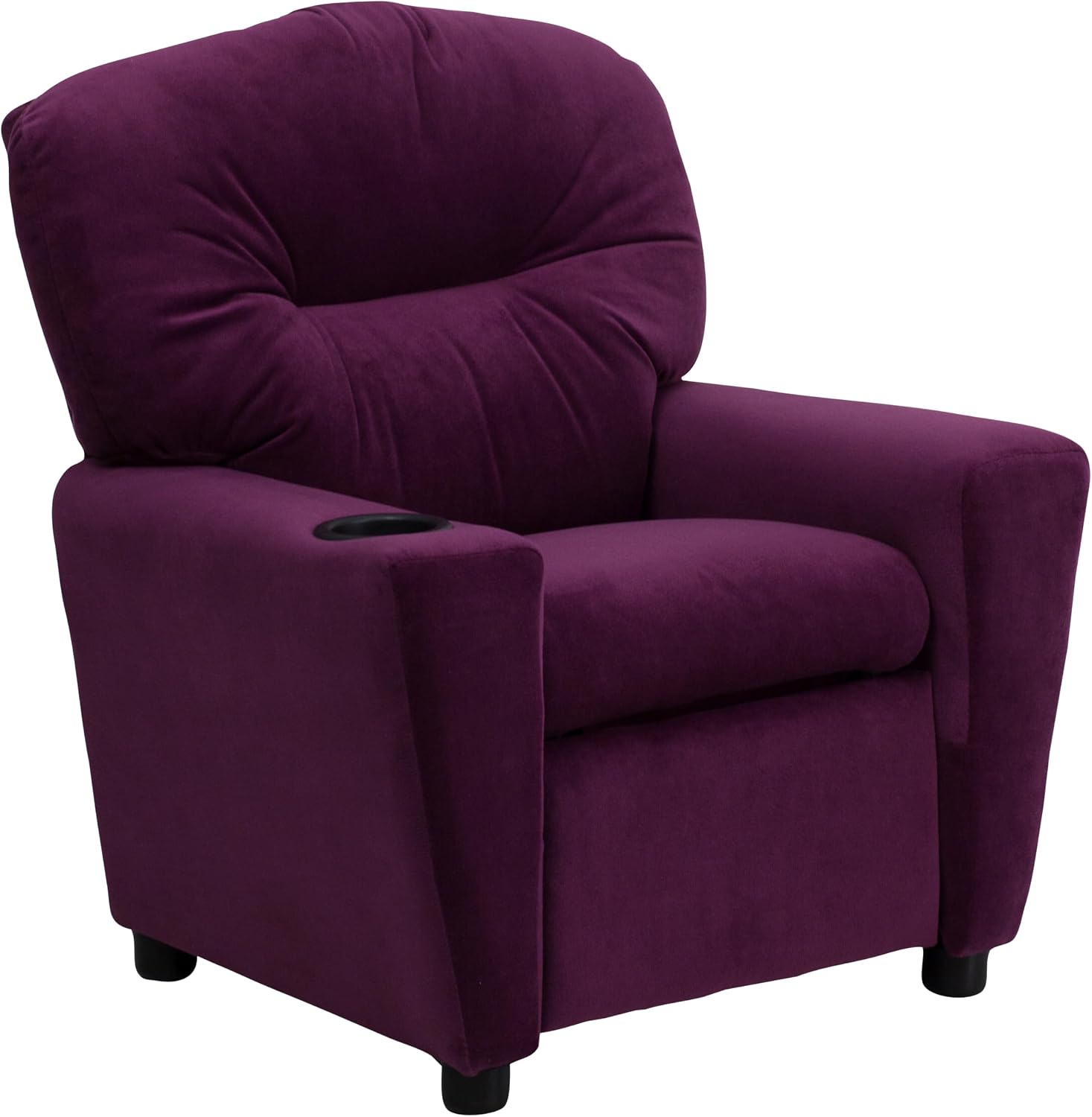 Flash Furniture Chandler Microfiber Kids Recliner with Cup Holder and Safety Recline, Contemporary Reclining Chair for Kids, Supports up to 90 lbs., Purple
