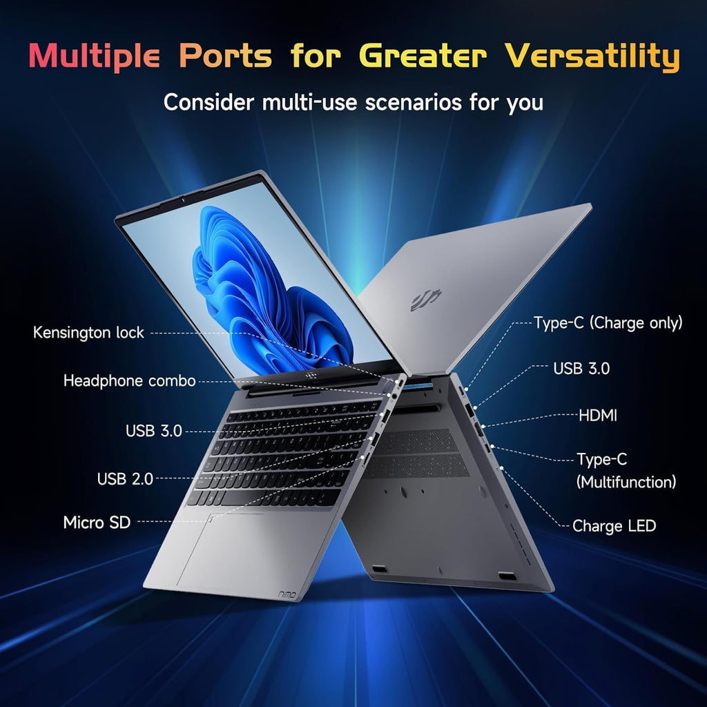 NIMO 15.6 FHD Student Laptop, Intel Pentium Quad-Core N100(Beat to i3-1115G4, Up to 3.4GHz), 8GB RAM, 256GB SSD, 2 Years Warranty, Type-C 65W Adapter, Backlit Keyboard, Fingerprint, WiFi 6, Silver
