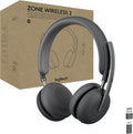 Logitech Zone Wireless 2 Premium Noise Canceling Headset with Hybrid ANC, Bluetooth, USB-C, USB-A, Certified for Zoom, Google Meet, Google Voice, Fast Pair, Engineered for Intel Evo laptops, Graphite