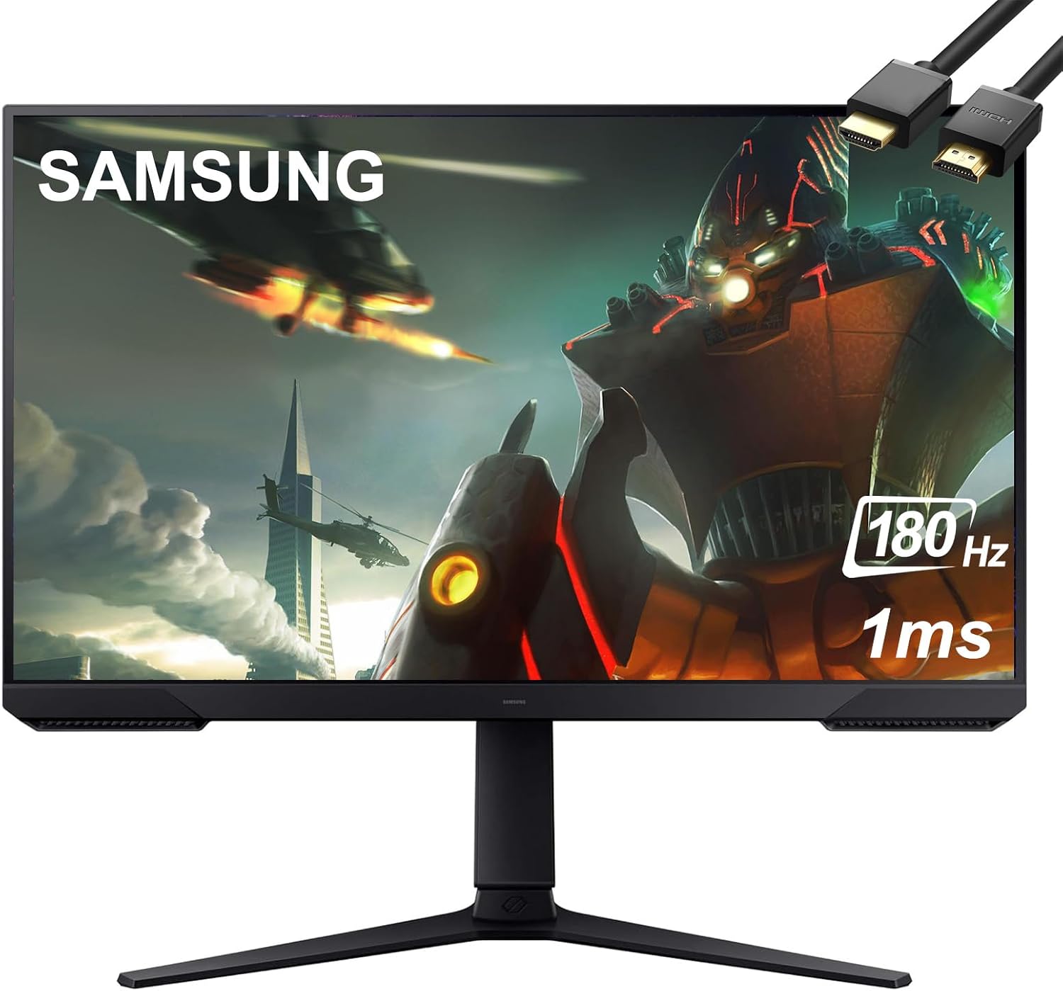 Samsung Odyssey G3 Series Gaming Monitor, 24' FHD Display, 180Hz, 1ms, AMD FreeSync, Black Equalizer, HDMI DisplayPort, Virtual Aim Point, Eye Saver, Flicker-Free, Adjustable Stand, w/HDMI Cable
