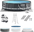 Intex Ultra XTR Frame 14' x 42' Round Above Ground Outdoor Swimming Pool Set with Sand Filter Pump, Ladder, Ground Cloth, and Pool Cover