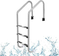 Goplus Swimming Pool Ladder, 3-Step/4-Step In-Ground Stainless Steel Step for Indoor/Outdoor Pool, Heavy Duty Non-Slip Ladder, Easy Assembly (3-Step)