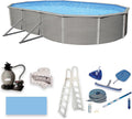 Belize 15-ft x 30-ft Oval 52-in Deep 6-in Top Rail Swimming Pool Package