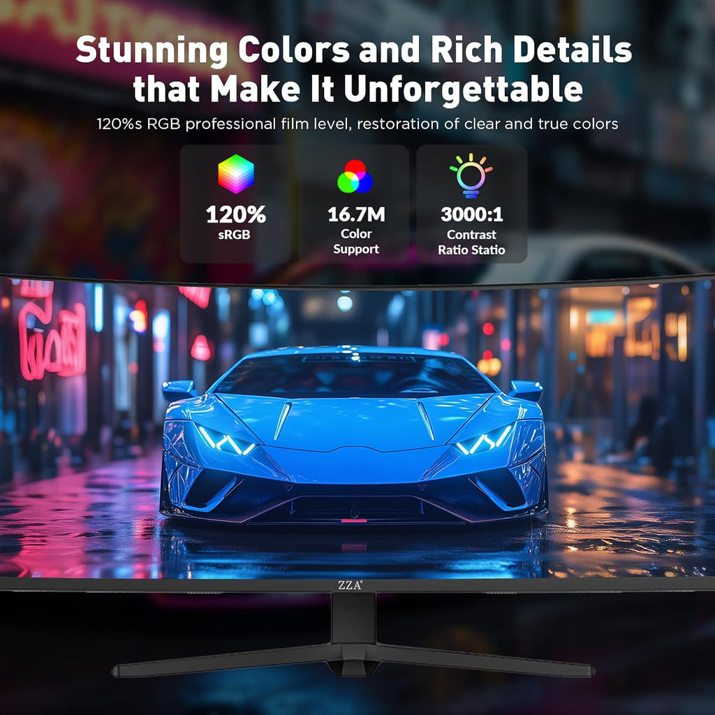 ZZA 49 Inch Ultrawide Curved Gaming Monitor, 165Hz, DQHD 5120x1440P, 1500R, Ultra-Wide 32:9 Screen, HDMI 2.0&DP1.4, 1ms MPRT, HDR, FreeSync G-Sync Compatible, VESA Compatible, Height/Tilt Adjustable