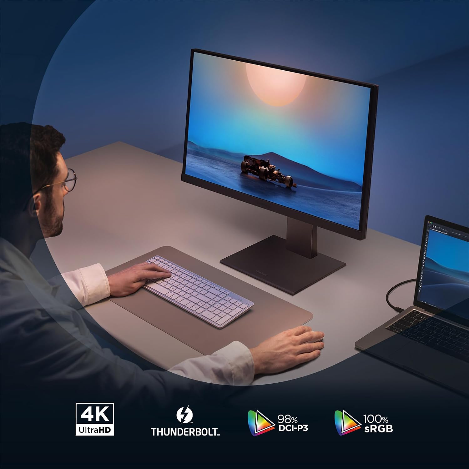 ViewSonic VP2488-4K 24 Inch 4K Mac-Ready Monitor, IPS with 100% sRGB, 98% DCI-P3 and Pantone Validated for Mac Studio and MacBook Pro, Advanced Ergonomics, Thunderbolt 4, USB, HDMI, and DisplayPort