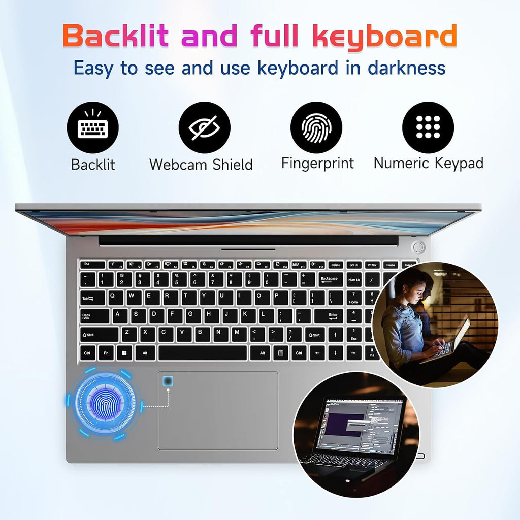 NIMO 17.3' IPS FHD-Student-Laptop, Intel 6 Core I3-1215U 32GB RAM 2TB SSD (Beat R5 7520U, Up to 4.4GHz) Computer with 65W Type C Backlit Keyboard Fingerprint Wi-Fi 6, for Home and Business