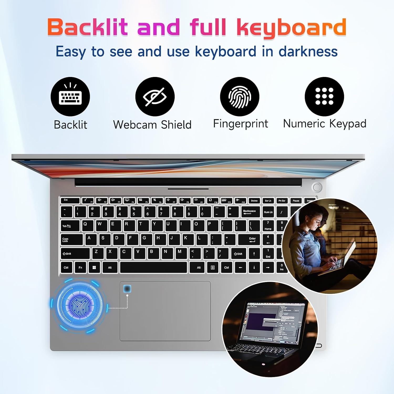 NIMO FHD 17 Inch Laptop, 6 Core i3-1215U Processor (Up to 4.4GHz, Beat R5 7520U) 32GB RAM 1TB SSD Student Computer for Business & Study Home with 65W Type-C Backlit KB Fingerprint Wi-Fi 6 HDMI