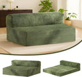 Folding Futon Sofa Bed Full Size, 6 inch Convertible Floor Couch Bed with Removable Corduroy Cover, Pull Out Couch for Small Spaces High-Density Foam,Green