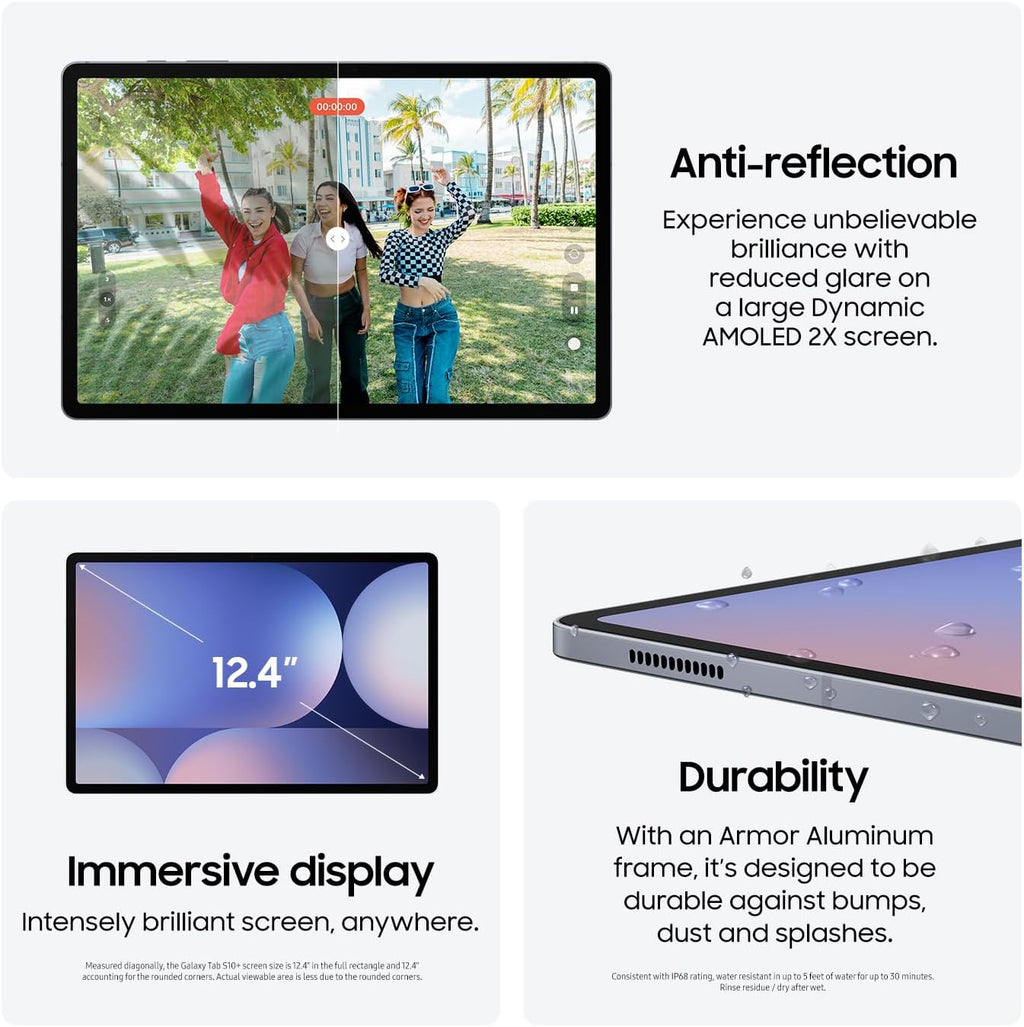 Samsung Galaxy Tab S10+ Plus 12.4' 256GB Android Tablet, Galaxy AI Tools, Circle to Search, AMOLED 2X Display, Long Battery Life, Durable Design, S Pen for Note-Taking, US Version, Moonstone Gray