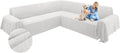 ALIECOM Corner Sectional Couch Covers L Shape Sofa Cover with Tassel Chenille Soft Thick U Shaped Sectional Slipcovers Washable Furniture Protector for Pets Dogs Cats (Air Grey, 91x275 Inch)