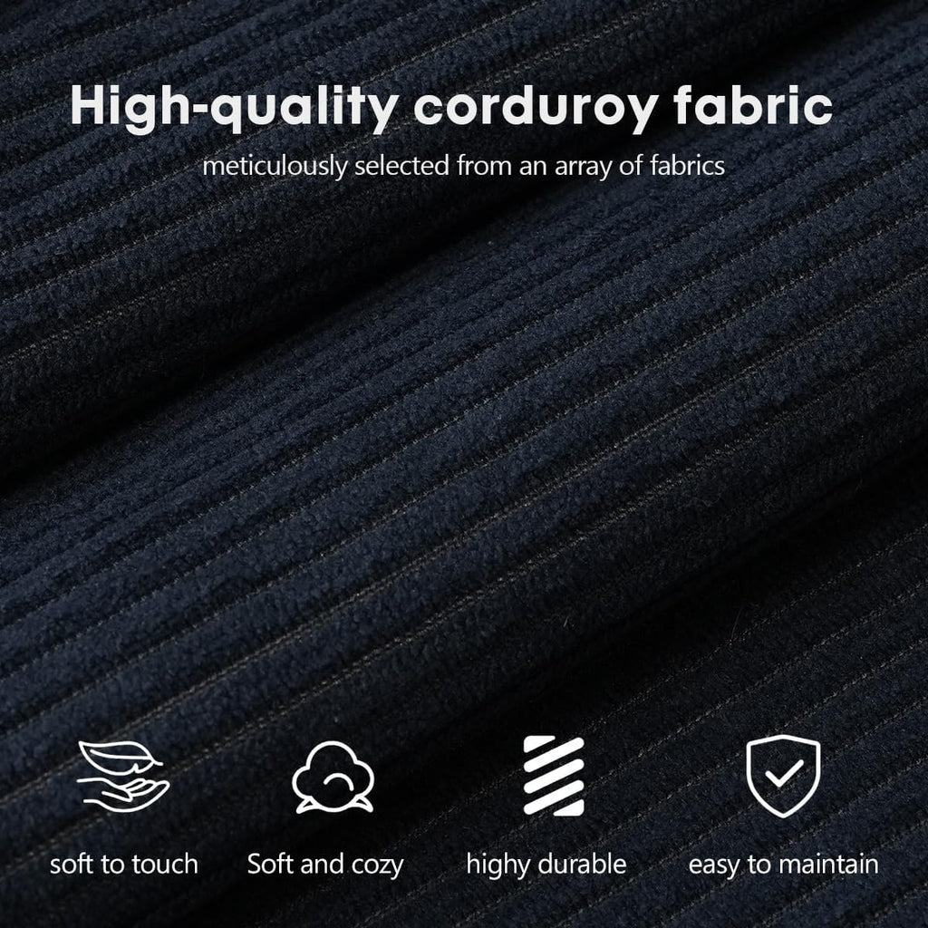 78.8' Modular Sofa Bed - 4-in-1 Convertible Design with Corduroy Fabric and High Density Sponge, Removable Cover and Fixed Frame