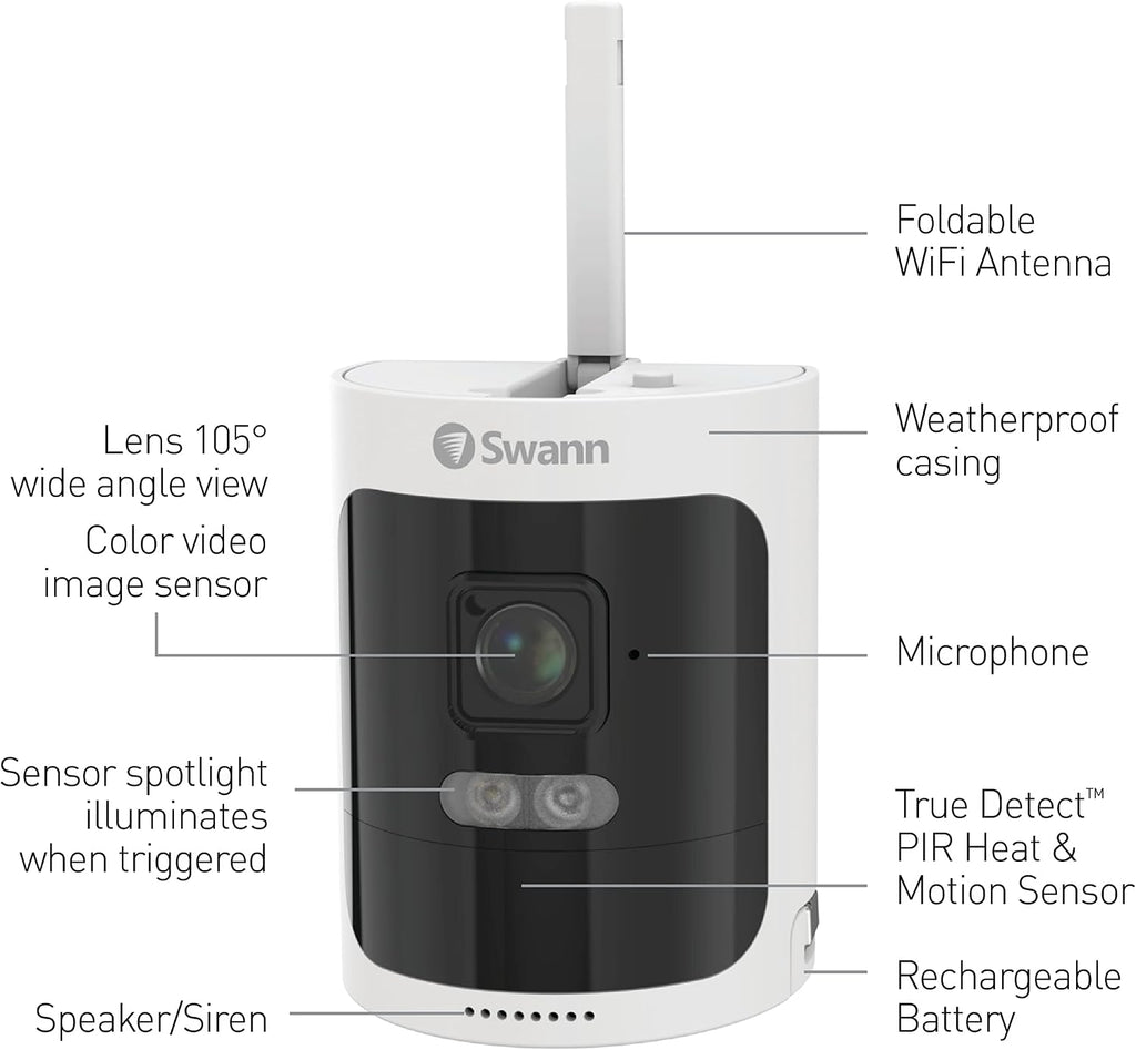 Swann AllSecure650™ Wi-Fi Security Camera System with 1 TB HDD, 4 Camera 8 Channel, 2K HD NVR Home Security Cameras Wireless Outdoor Indoor, Night Vision Surveillance Camera, Heat and Motion Detection
