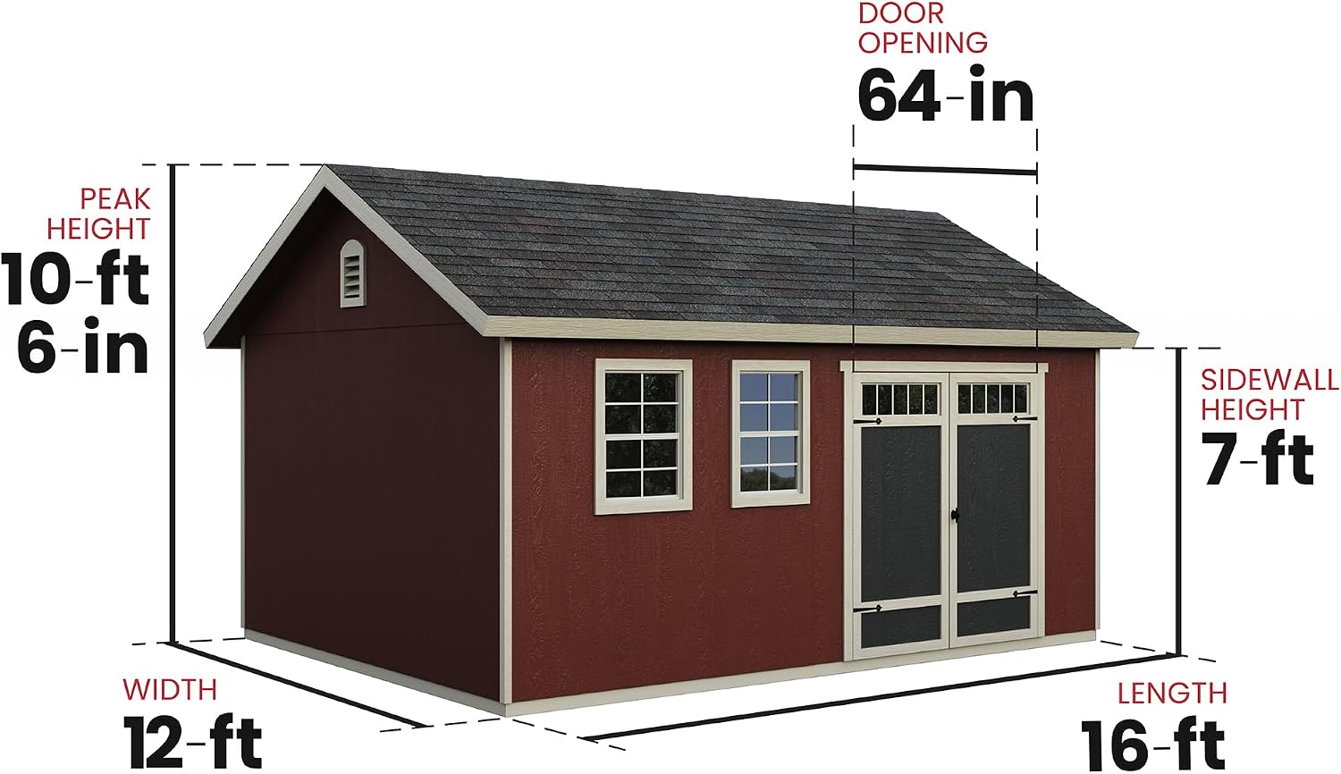 Handy Home Products Scarsdale 12x16 Do-it-Yourself Wooden Storage Shed with Floor Kit- Does not Include Paint or Roofing Shingles