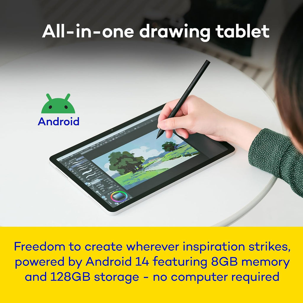 Wacom MovinkPad 11, Android Mobile Drawing Tablet, 11' with Battery-Free Slim Pro Pen 3, 8GB RAM/128 GB Storage, Quick Draw Feature, Anti-Glare Etched Glass Matte Screen, No Computer Needed