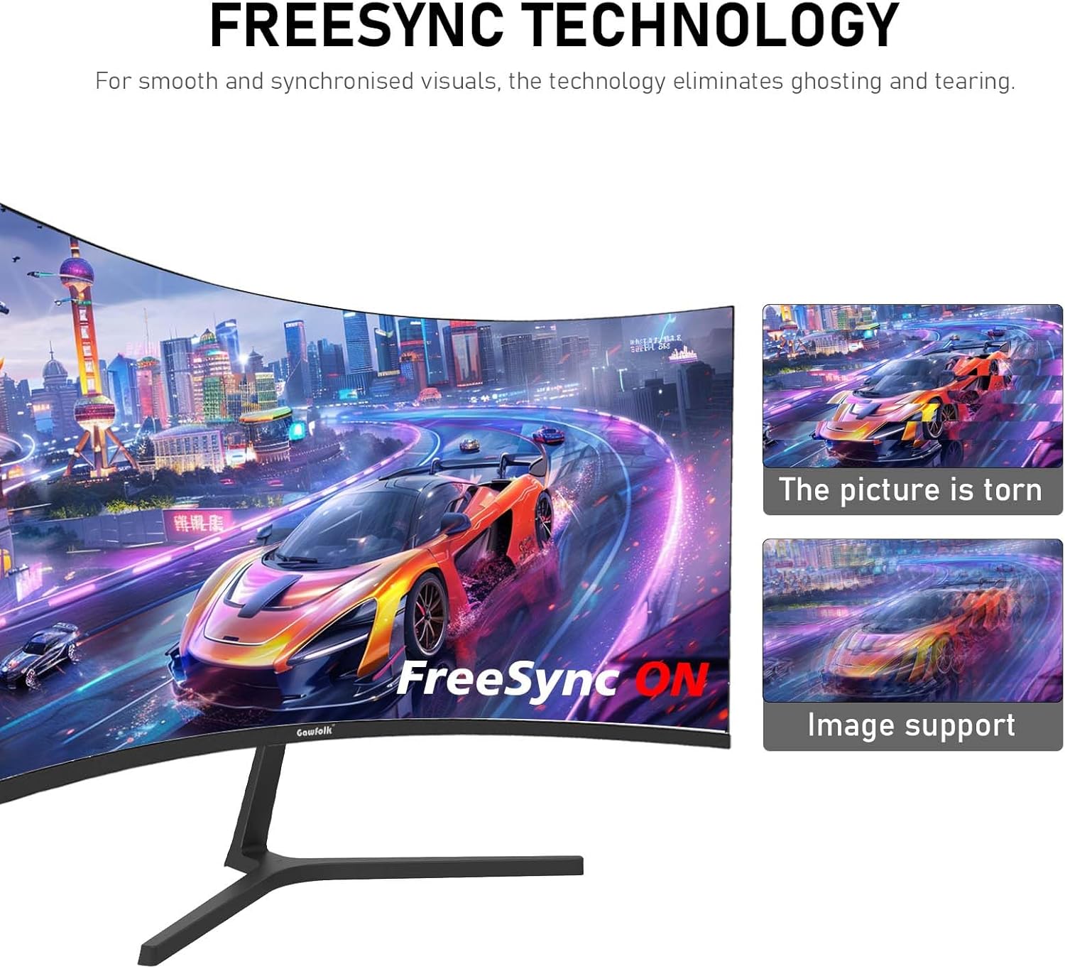 Gawfolk 27 Inch PC Computer Screen,1800R Curved Gaming 250Hz Monitors, FHD 1080p 1ms, Freesync, 98% sRGB,Built-in Speaker, HDMI2.0、DisplayPort, Compatible with Wall-Mounted 100 * 100MM-Black