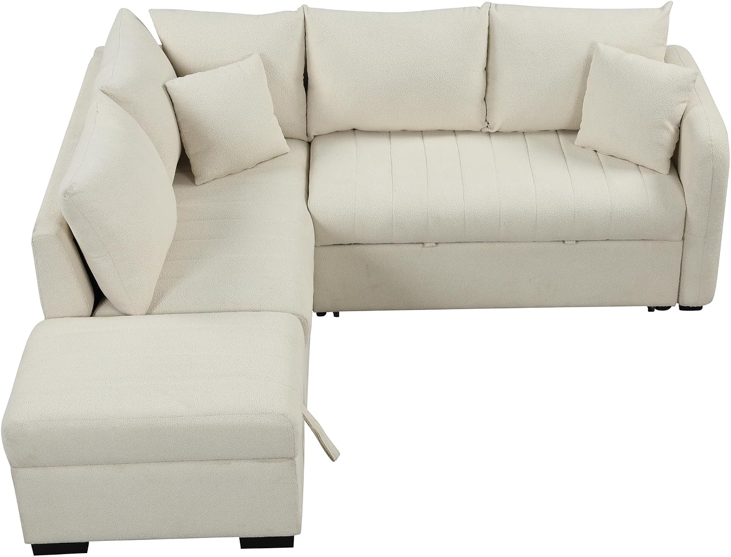 LUMISOL 82.6' Convertible Sleeper Sofa Bed with Storage Ottoman, L-Shaped Sectional Sofa with Charging Stations, Pull Out Sofa Couch with Chaise for Living Room, Apartment, Beige