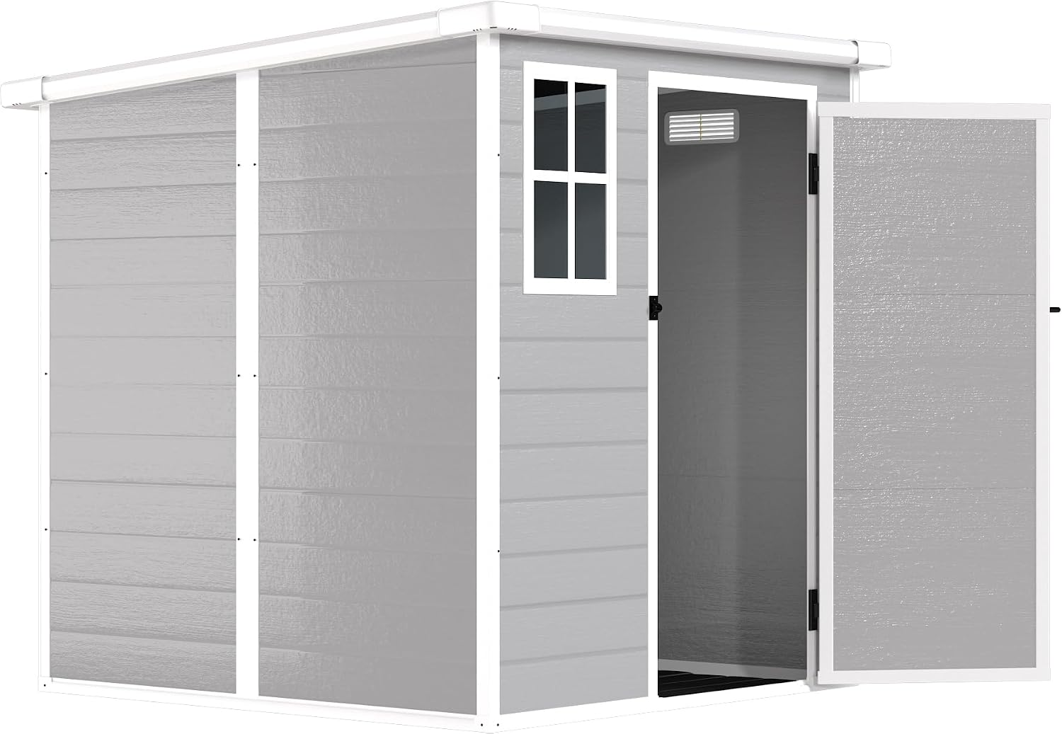 YOPTO 6x6 FT Resin Outdoor Storage Shed with Floor, All-Weather Plastic Shed with Lockable Doors, Window & Vents, Utility Plastic Tool Shed Storage House for Backyard, Patio, Light Grey