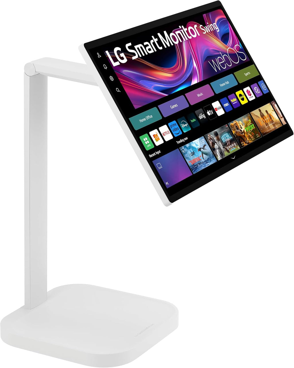 LG Smart Monitor Swing 32U889SA-W 32' 4K UHD 3840x2160 IPS Touchscreen on a Fully Adjustable Wheeled Base HDR10, webOS, Built-in Speaker, HDMI, USB Type-C, Tilt/Height/Swivel/Pivot Stand,White Renewed