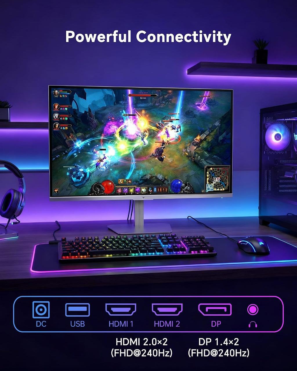 KTC 24 Inch 240Hz Gaming Monitor,1080P PC Computer Monitor FHD, Fast IPS Panel, HDR 400, Adaptive Sync, 1ms(MPRT), 116% sRGB, HDMI Display Port, Eye Care, VESA Mount, White H24F7