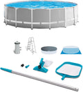Intex Prism Frame 15' x 48' Above Ground Swimming Pool Set with Filter Pump, Ladder, Pool Cover, and Maintenance Pool Cleaning Kit with Vacuum Skimmer