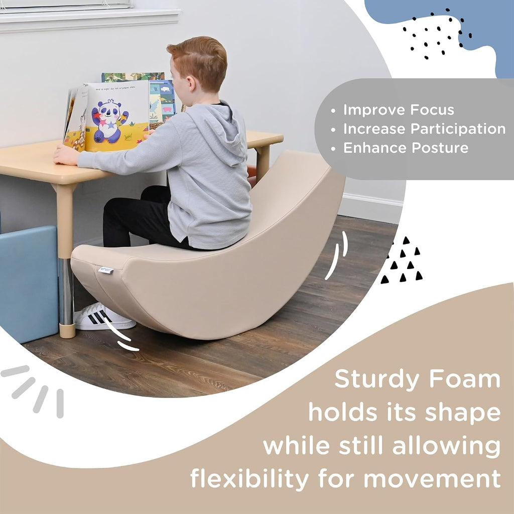 Children's Factory Happy Rocker, Flexible Classroom Seating, Active Seating for Young Learners, Banana Chairs for Kids, Sand