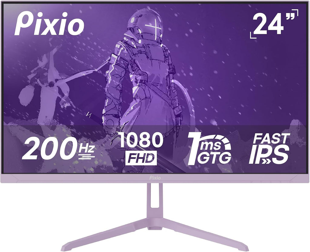 Pixio PX248 Wave Purple 24 inch 200Hz Refresh Rate FHD 1080p Resolution Fast IPS Panel 1ms GTG Response Time Built-in Speakers Gaming Monitor with Adaptive Sync