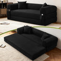 Convertible Futon Sofa Bed,80' Folding Pull Out Couch with Pillows & Storage Pocket (Black, Corduroy-30 W)