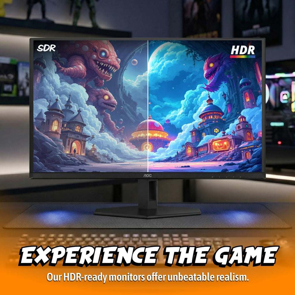 AOC 27' QD OLED Gaming Monitor, QHD 2560x1440, 240Hz, 0.03ms GtG, G-SYNC Compatible, HDR Ready, DisplayPort, HDMI, VESA Mountable, Console Gaming Ready, Q27GAZD