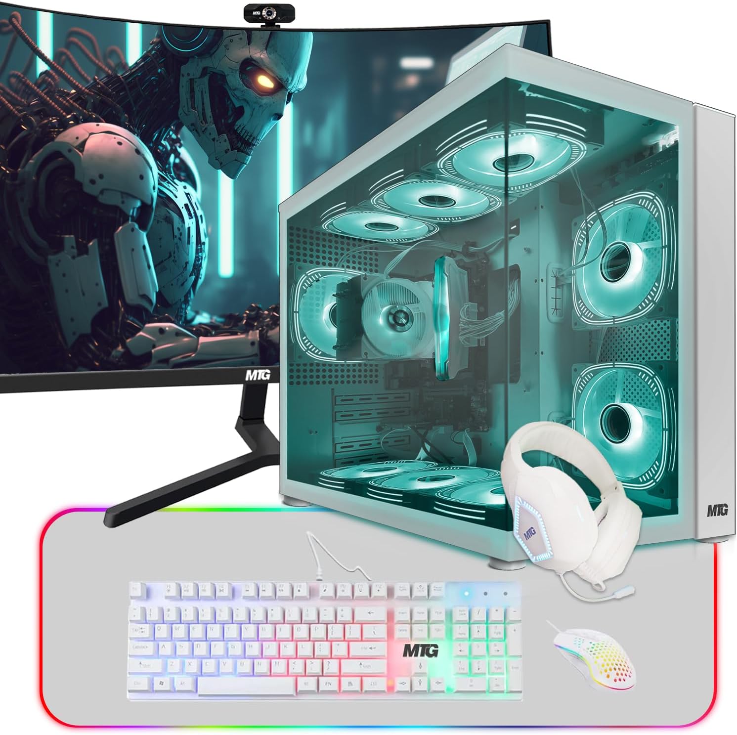 MTG Khuno Gaming Tower PC- Intel Core i5-8th Gen, GTX 1660S 6GB 192bits, 16GB ARGB Ram, 256GB Nvme, 24 Inch Curve Monitor, Gaming Kit Combo, Webcam, Win 11 Home