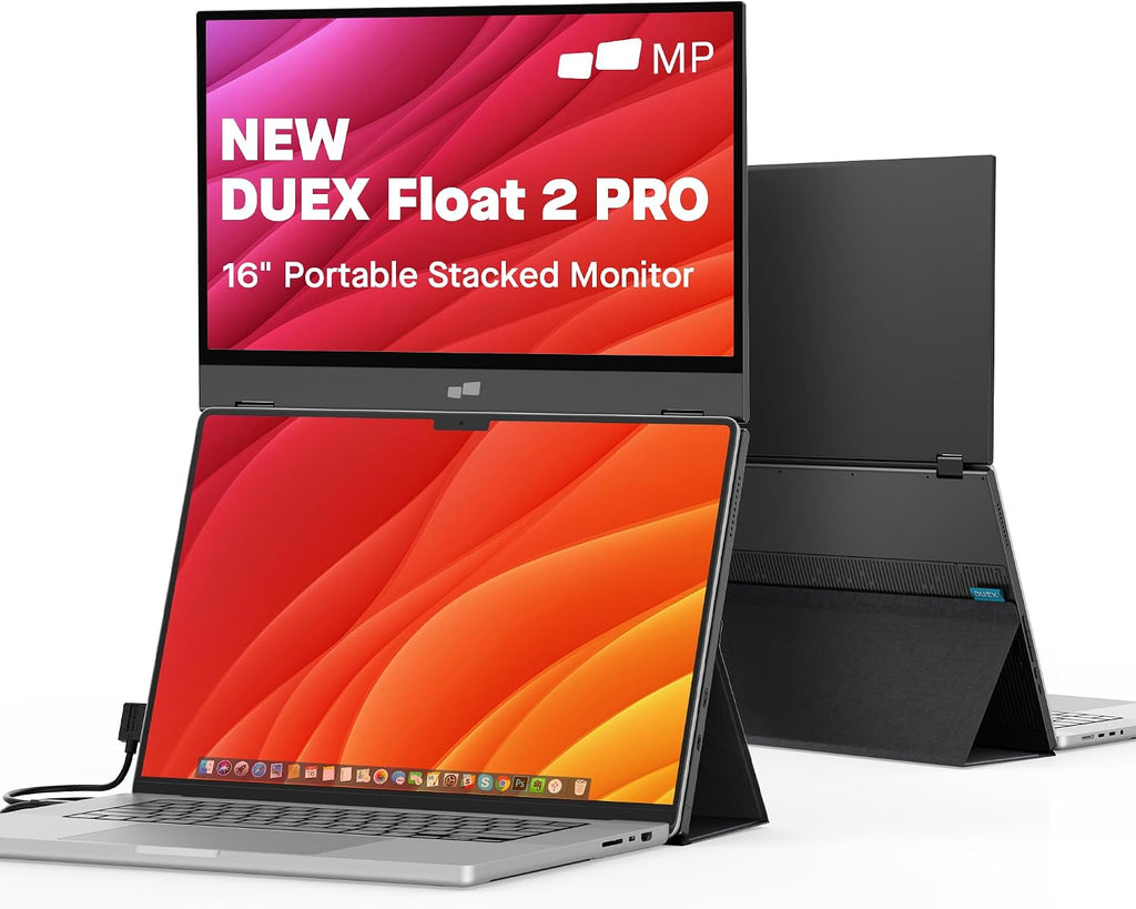 Portable Monitor - Mobile Pixels Duex Float 2 Pro 16-inch 2.5K Laptop Monitors, New Stacked Monitor for 15-16-inch Laptops. Built-in Dual Speakers, USB C/HDMI, Window/Mac/PC/Android Compatible