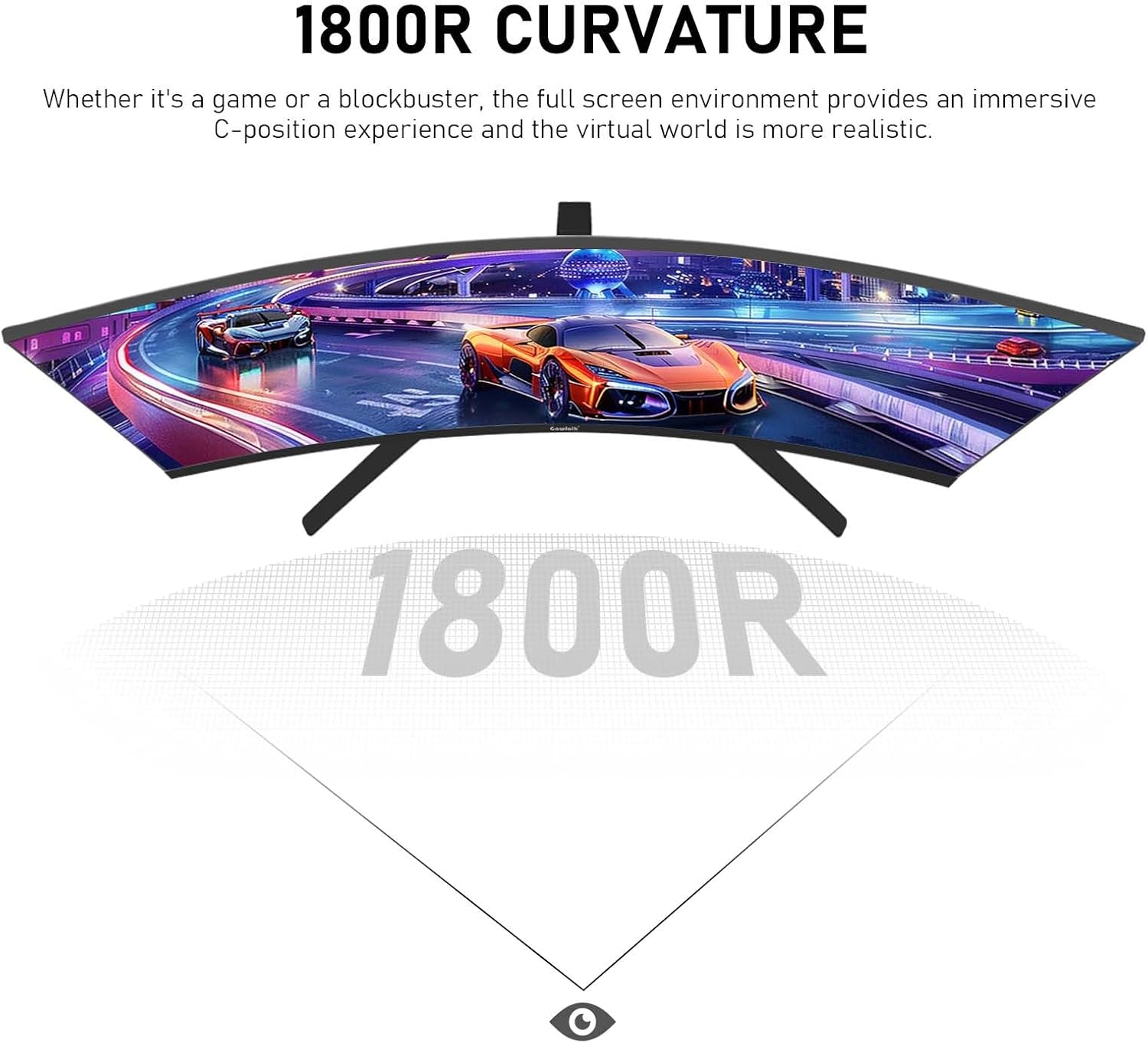 Gawfolk 27 Inch PC Computer Screen,1800R Curved Gaming 250Hz Monitors, FHD 1080p 1ms, Freesync, 98% sRGB,Built-in Speaker, HDMI2.0、DisplayPort, Compatible with Wall-Mounted 100 * 100MM-Black