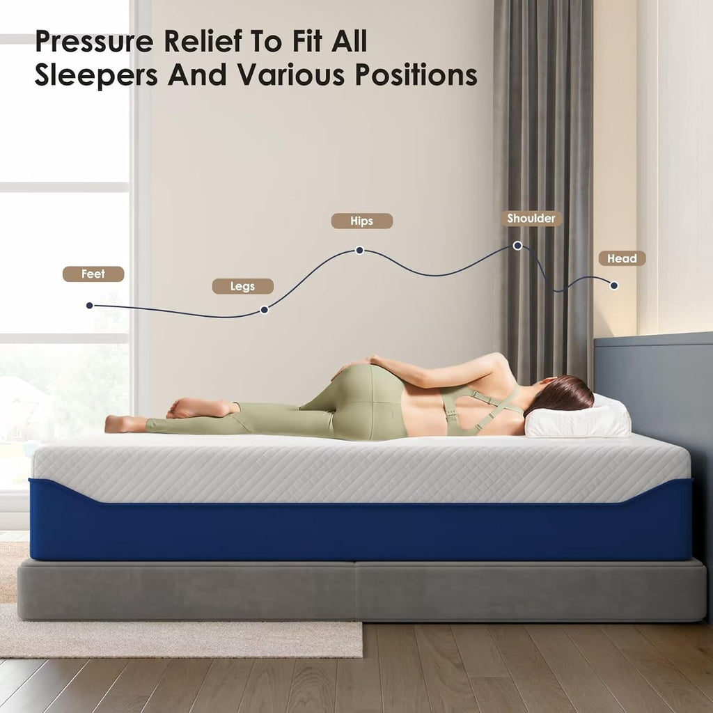 Full Mattress, 12 Inch Green Tea Gel Memory Foam Mattress Full, Cooling Gel Infused Mattress for Pressure Relief, Bed in a Box CertiPUR-US Certified & Fiberglass Free, Washable Cover