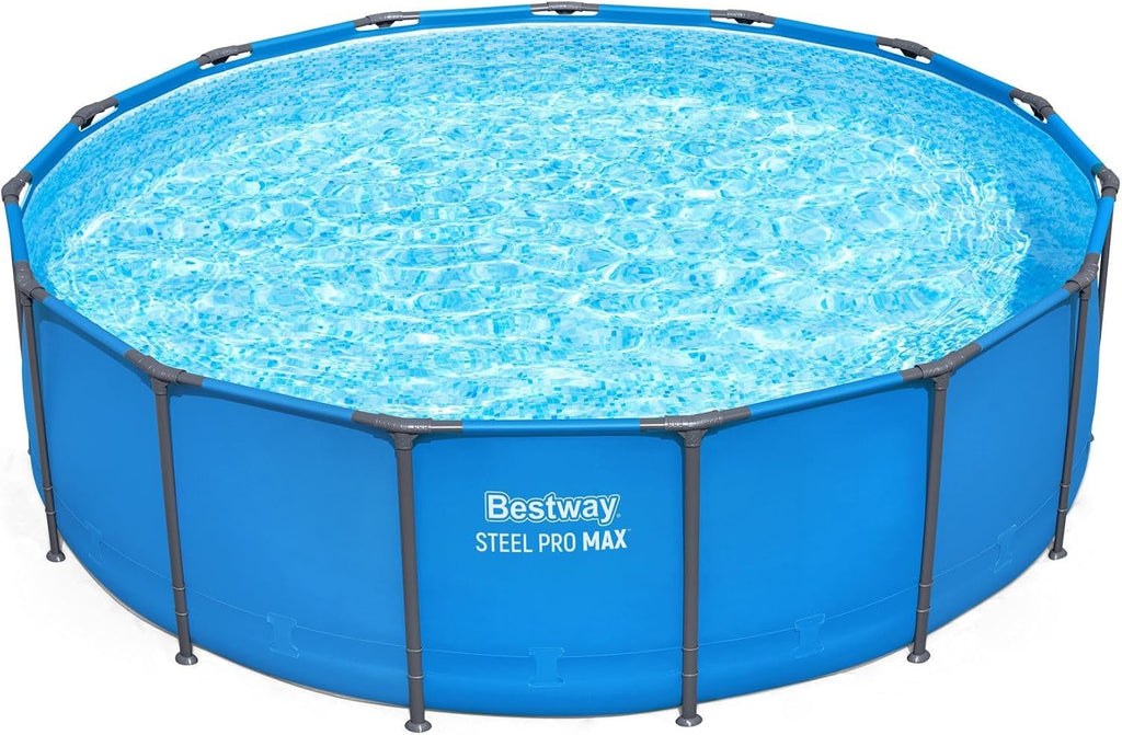 Bestway Steel Pro MAX 15' x 48' Above Ground Pool, Round Metal Frame Outdoor Swimming Pool for Backyard, Blue, Pool ONLY