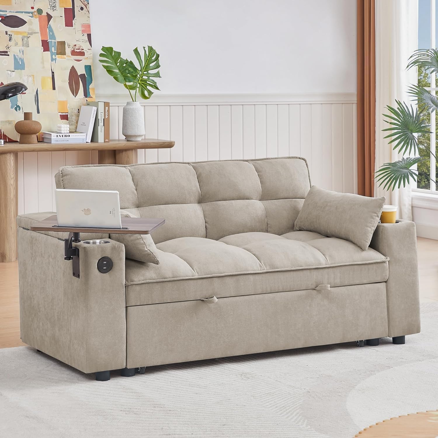 Auvsoce 65' Loveseat Sofa, Modern Couches for Living Room,Corduroy Recliner, Dual armrest Storage Space, Integrated Spring Cushion, Solid Wood Frame, Built-in USB Charging Port