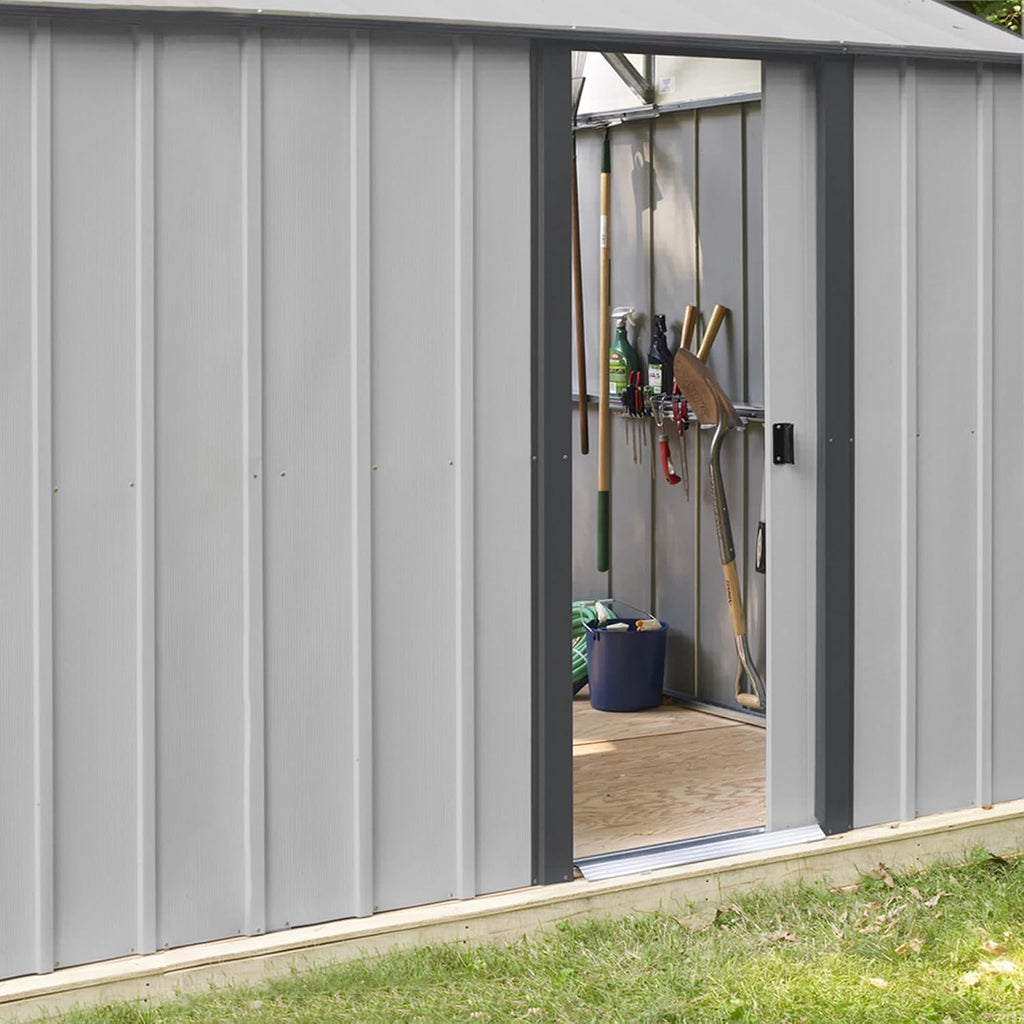Arrow Shed 12' x 10' Murryhill Garage Galvanized Steel Extra Tall Walls Prefabricated Shed Storage Building, 12' x 10', Flute Gray