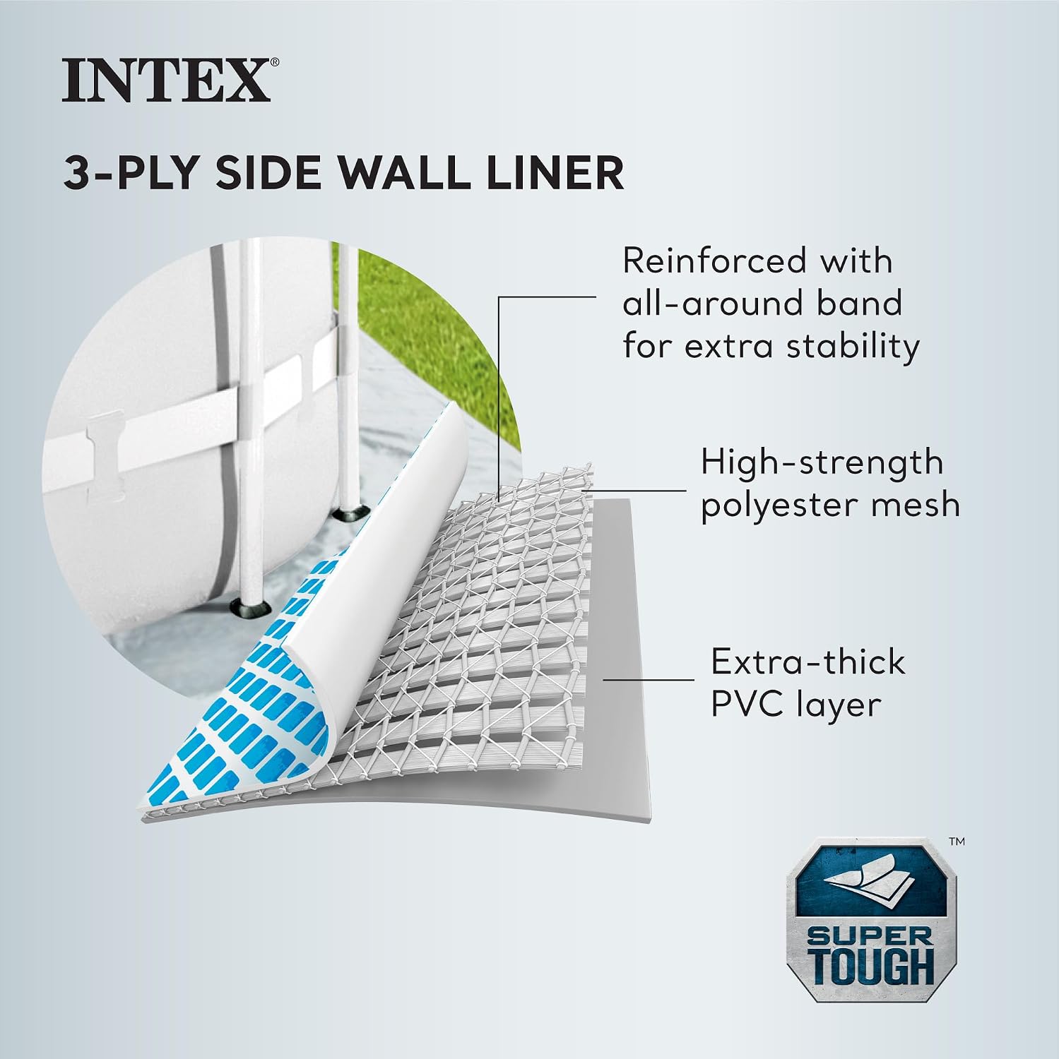 Intex Prism Frame 15' x 48' Above Ground Swimming Pool Set with Filter Pump, Ladder, Pool Cover, and Maintenance Pool Cleaning Kit with Vacuum Skimmer