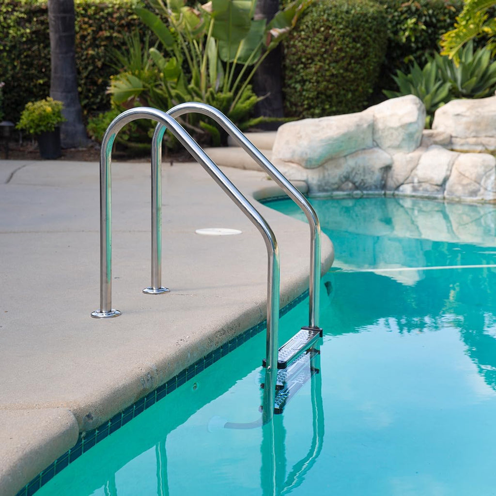 XtremepouwerUS 3-Step Swimming Pool Ladder, Non-Slip Steps Ladder, In-Ground Stainless Steel Step for Indoor/Outdoor Pool, Easy Assembly and Climbing (3 Step)