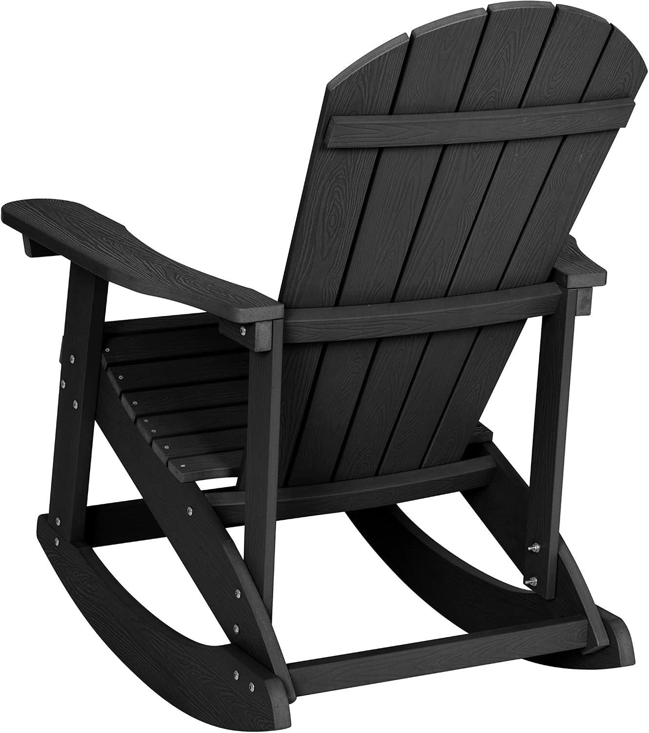 Flash Furniture Savannah All Weather Adirondack Rocking Chair, Polyresin Wood Adirondack Chair with 350-lb. Static Weight Capacity, Black