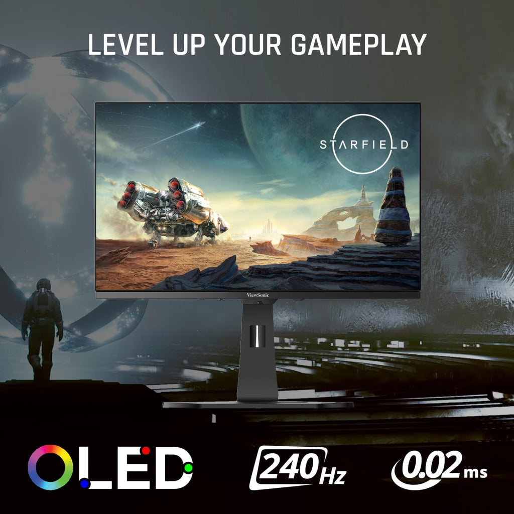 ViewSonic XG272-2K-OLED 27 Inch 1440p 240Hz White Gaming Ergonomic RGB OLED Monitor with up to 0.01ms, AMD FreeSync Premium, G-Sync Compatibility, and USB-C/HDMI v2.1/DP Inputs (Renewed)