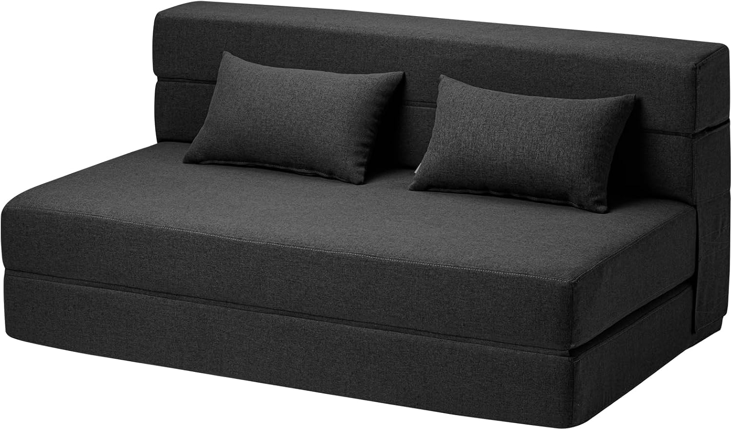 SUYOLS Folding Sofa Bed with Pillows- Convertible Chair Floor Couch & Sleeping Mattress, Foldable Memory Foam Sleeper for Living Room/Dorm/Guest Room/Home Office/Apartment/Loft, Full, Dark Gray