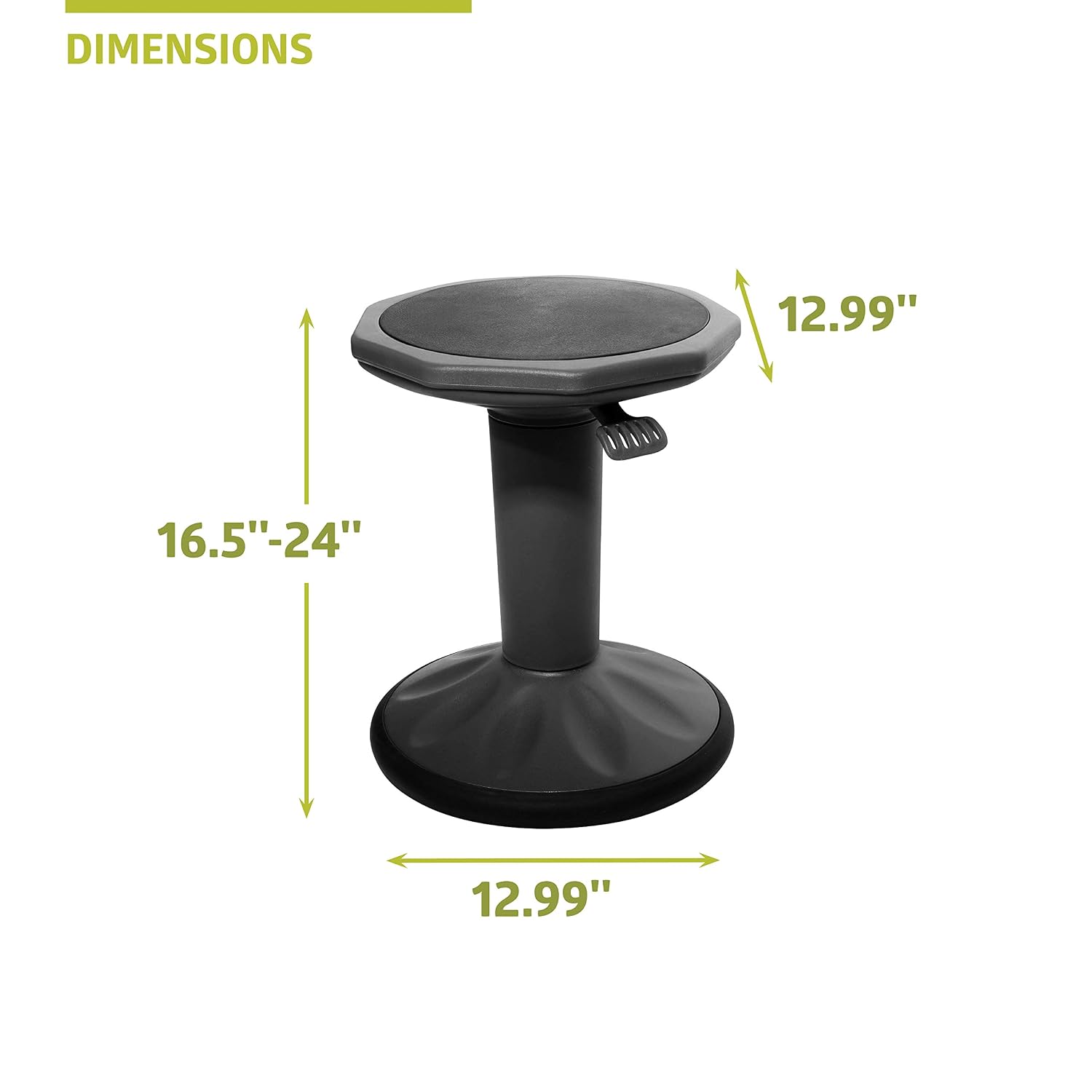 Pearington SitFree Height Adjustable Wobble Stool, Active Flexible Seating Chair for Kids and Adults - School and Office, Black