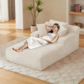 80 Inch Chaise Lounge Chair Indoor, Oversized Corduroy Upholstered Boneless Sofa Bed, Deep Seat Sleeper Couch Reading Chairs, Cloud Sofas Couches for Living Room, No Assembly Required (Beige)