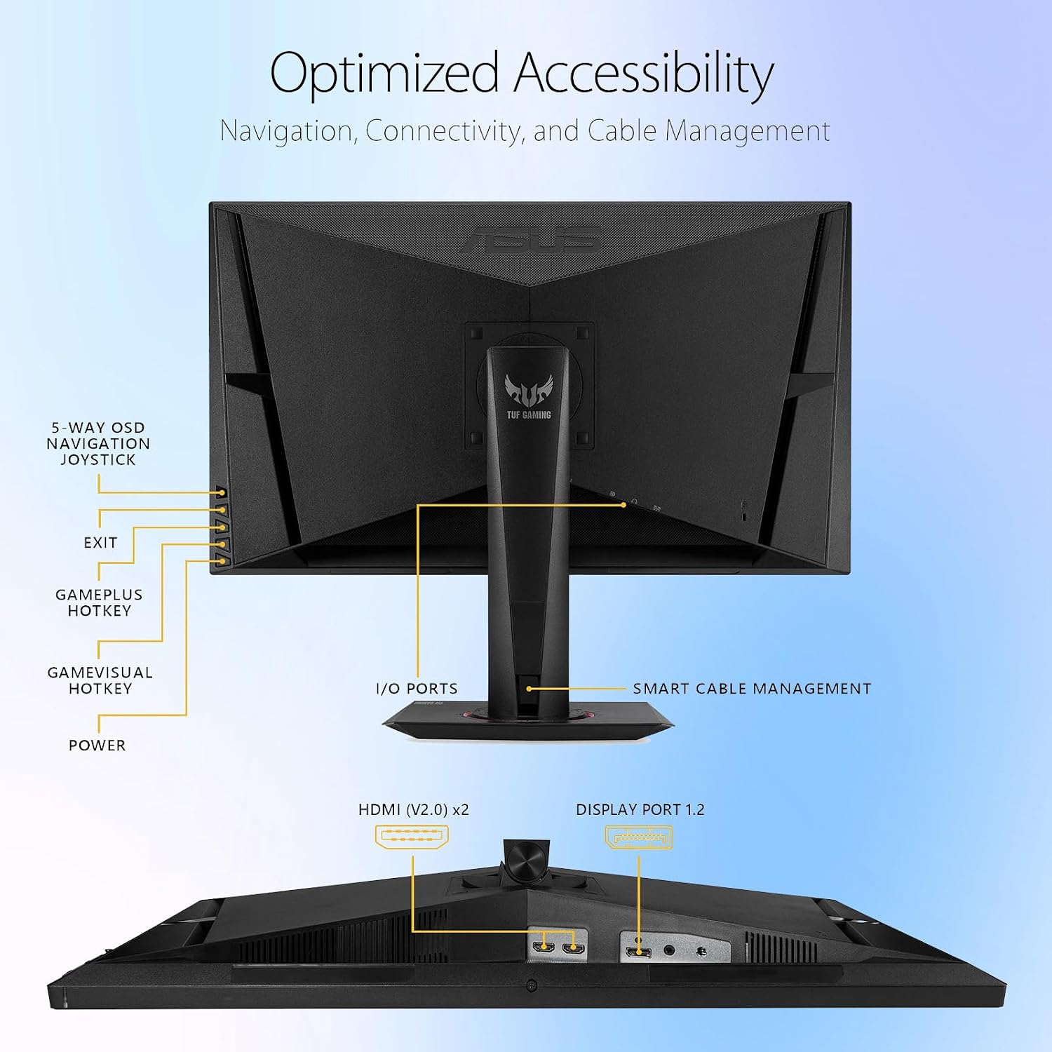 ASUS TUF 27' IPS Gaming Monitor, 2K (2560 x 1440), LED Display, 165Hz, 1ms, G-SYNC, HDR 10, 100% sRGB, Anti-Glare M, VESA Mountable, Ajustable Stand, DisplayPort x1, HDMI x2